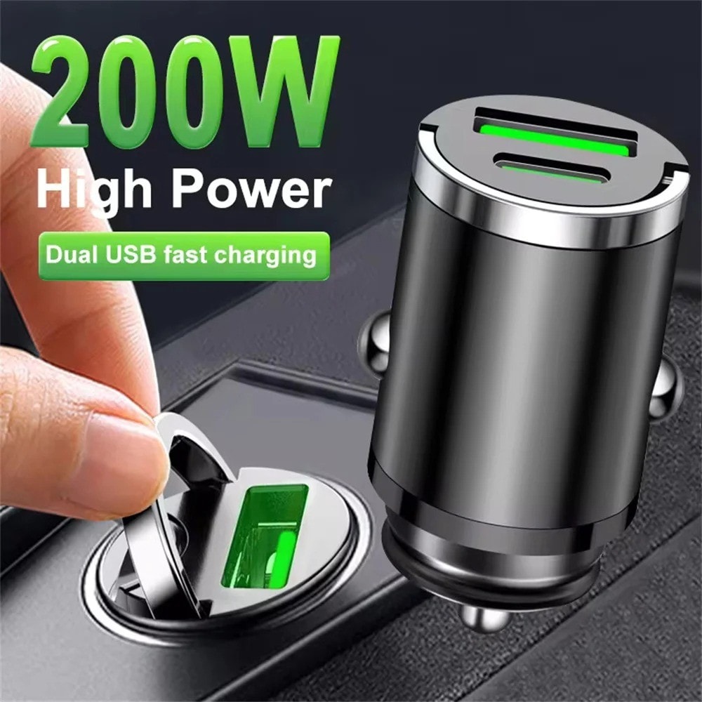 100W USB Car Phone Charger USB C QC3.0 Car Interior Fast Charging Accessories