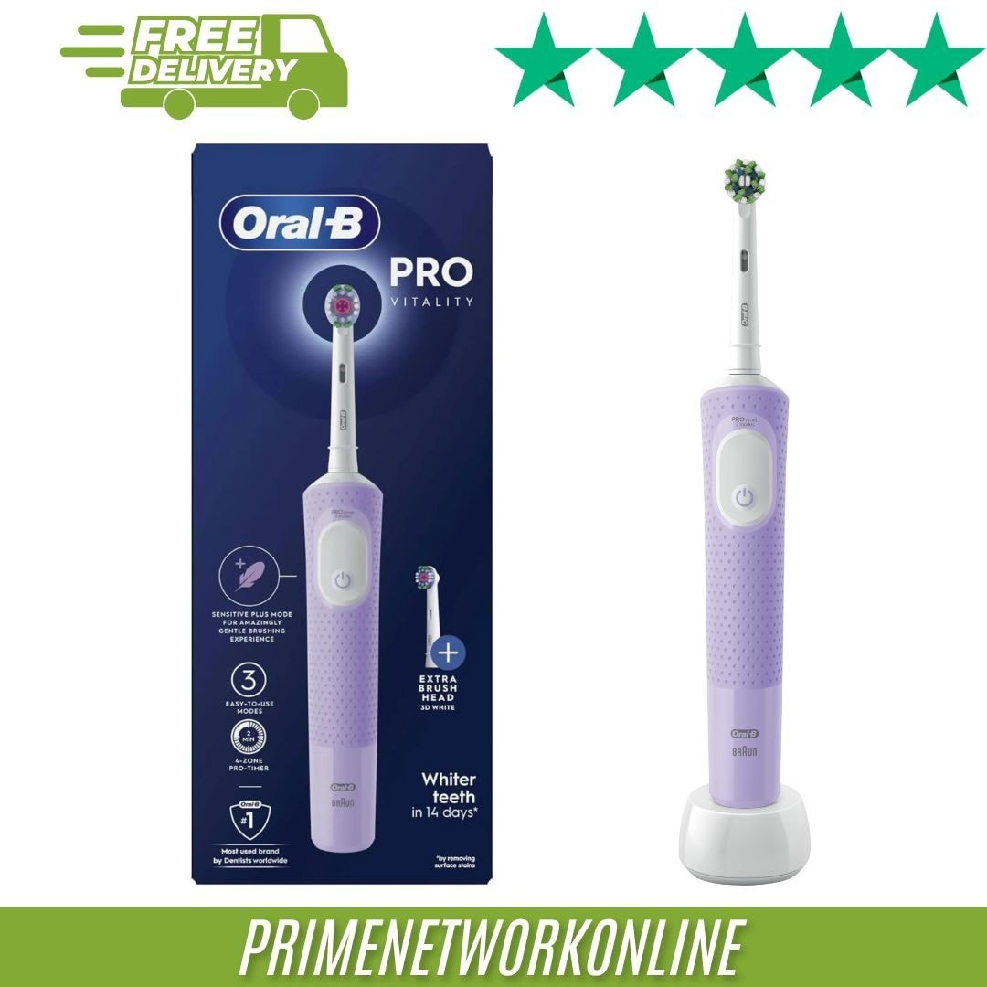 Oral-B Pro Vitality Whitening Electric Toothbrush Purple 100% ORIGINAL ⭐⭐⭐⭐⭐