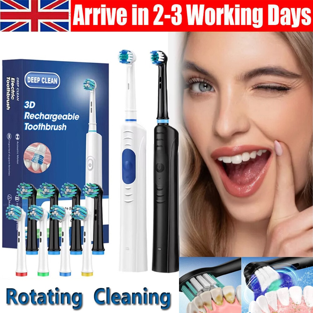Rotating Electric Toothbrush, Smart Timer 4 Brush Heads 5 Modes USB Rechargeable
