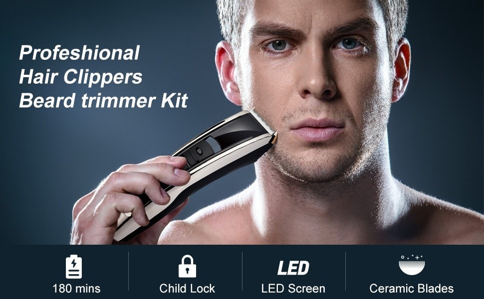Pamoire Hair Clippers for Men Beard Trimmer Professional Cordless LED Display