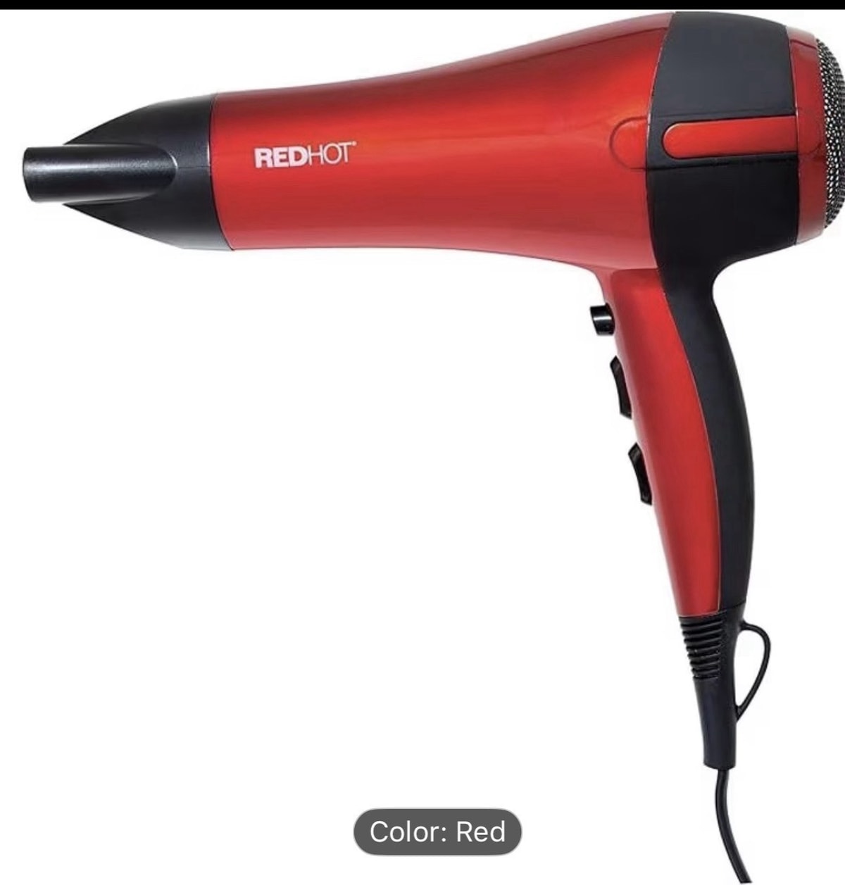 Red Hot 2200W Professional Hair Dryer - Red Salon Quality Hairdryer w/ Nozzle