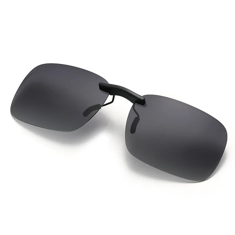 KLASSNUM Polarized Rimless Men Clip On Sunglasse Glasses Narrow Clip-on Lenses.