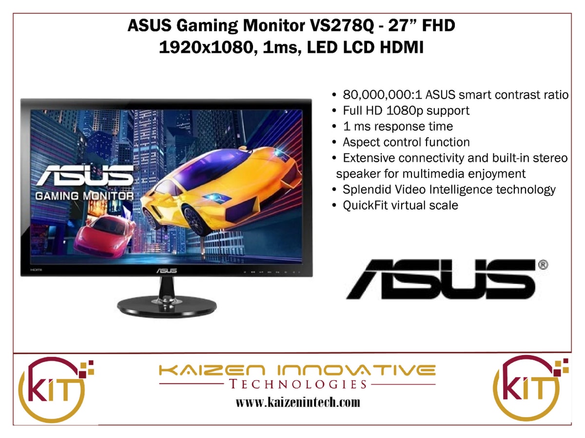 ASUS Gaming Monitor VS278Q - 27" FHD, 1920x1080, 1ms, LED LCD HDMI