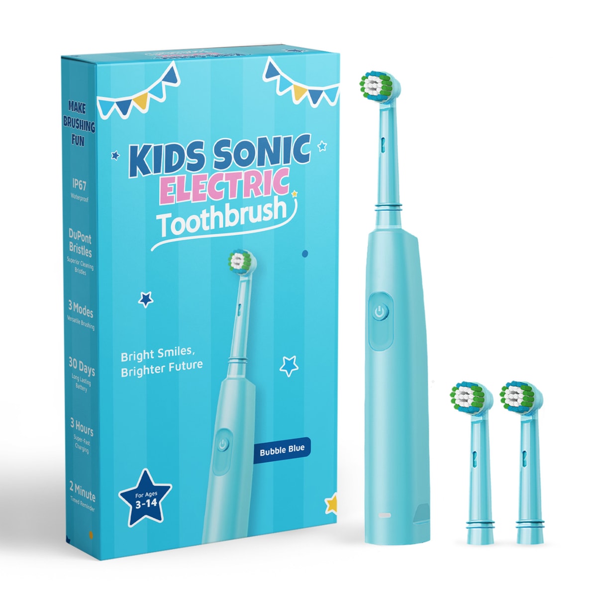 Kids Sonic Electric Toothbrush | USB-C Rechargeable, Waterproof, Soft Bristle