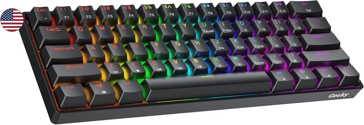 🎮 GK61 Mechanical Gaming Keyboard – 61 Keys | RGB Backlit | US Layout