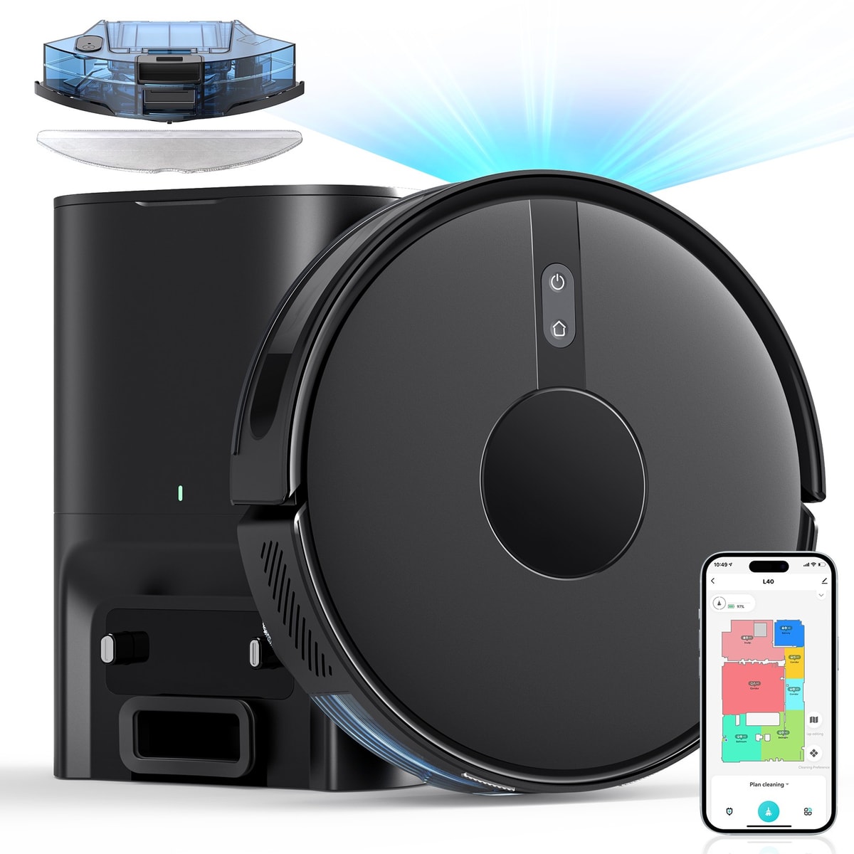 Lubluelu 6500Pa Laser Robot Vacuum Cleaner with Mop & 3L Self-Empty Station Gift