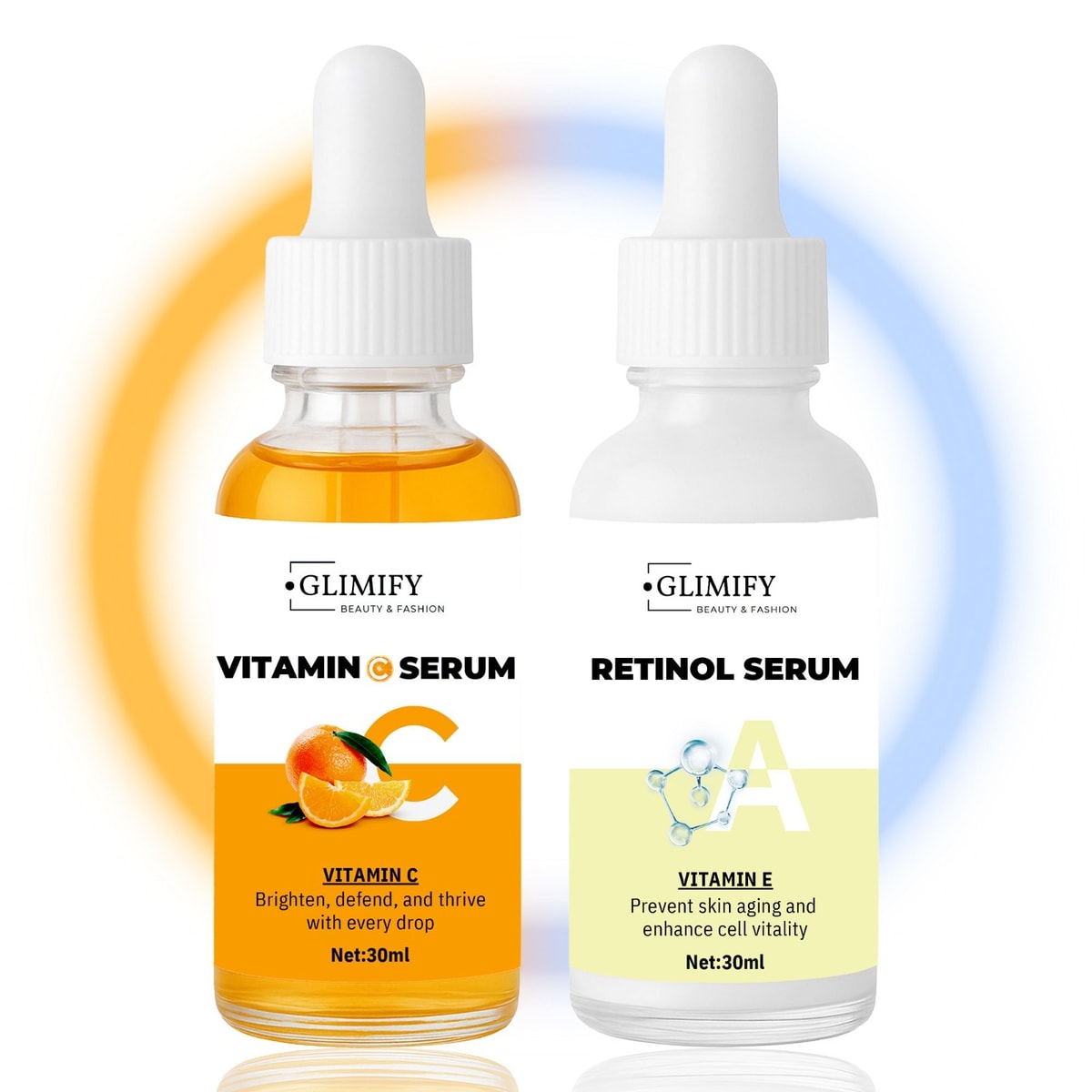 Vitamin C & Retinol Serum Set Hyaluronic Acid Anti Ageing Wrinkle Face Care