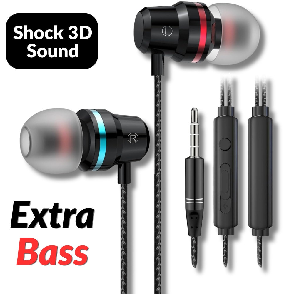 USB 3.5mm In-Ear Earphones Wired Noise Cancelling Headphones + Audio For Samsung