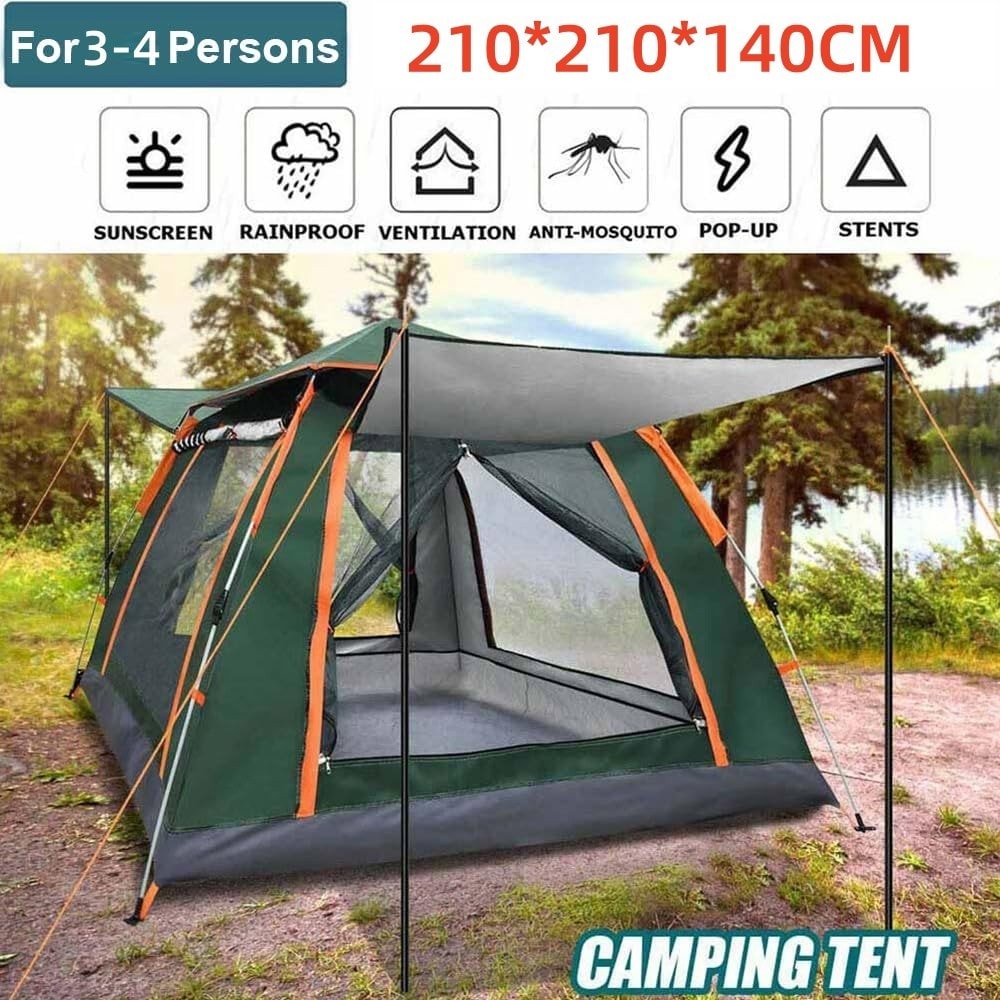 Full Automatic Instant Pop Up Camping Tent Family Outdoor Hiking Shelter 3-4 Man