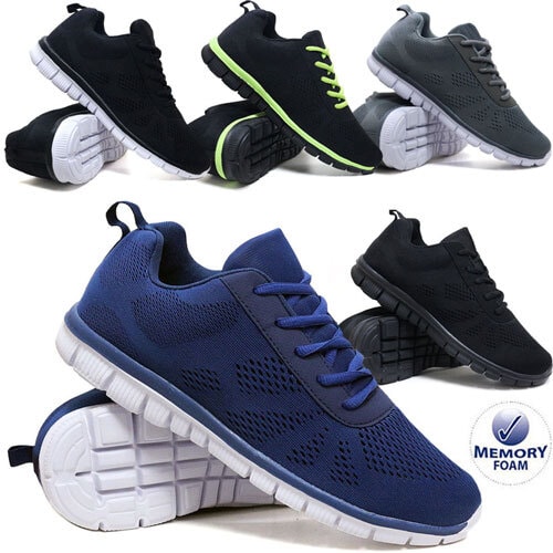 Mens Air Shock Absorbing Trainers Memory Foam Running Walking Jogging Gym Shoes