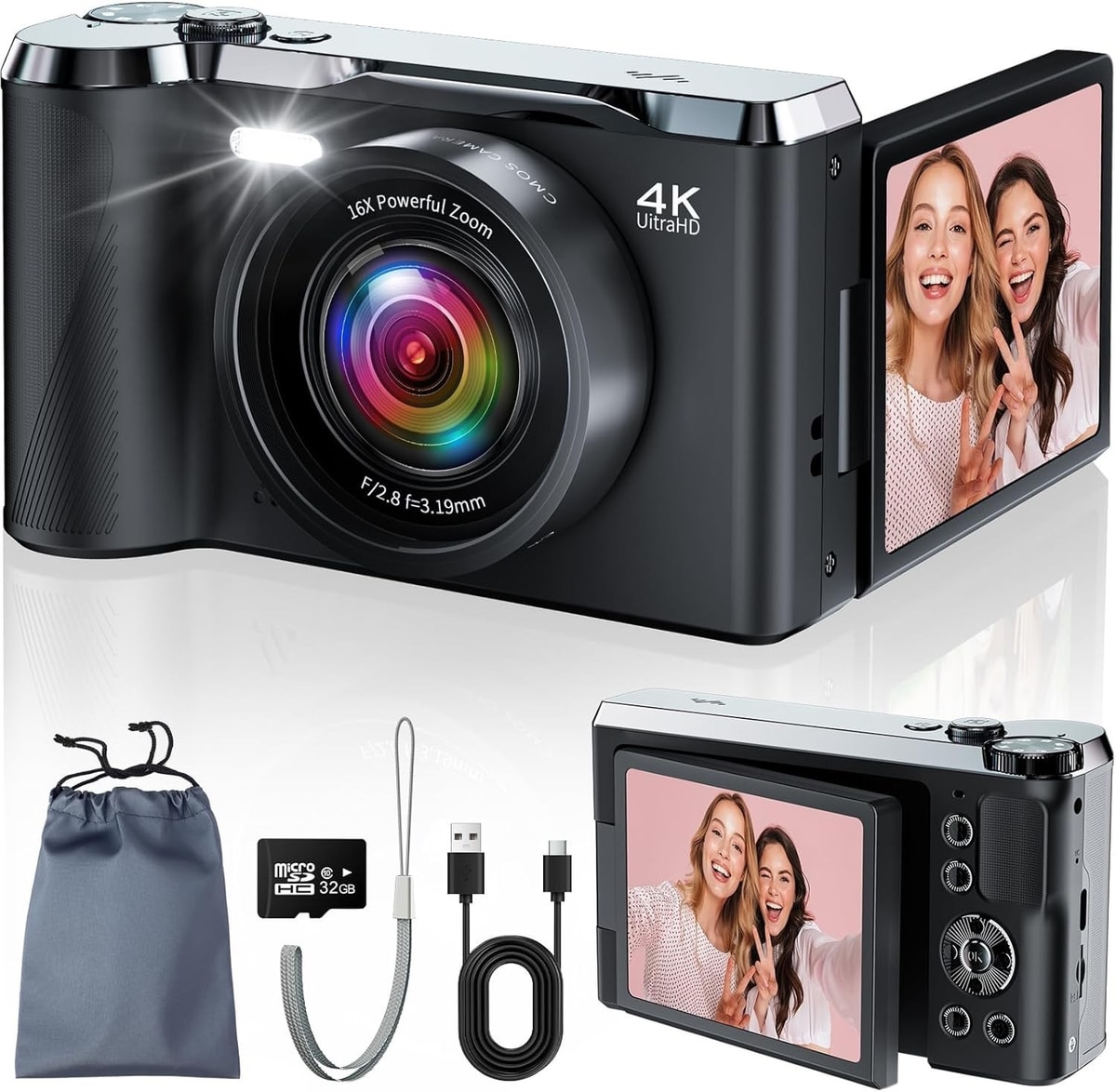 JDZ 4K Digital Camera for Photography and Video 56MP Autofocus Vlogging 16X zoom