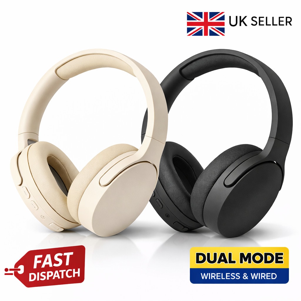 Bluetooth 5.3 Wireless & Wired Headphones Foldable Stereo Headset Dual Mode UK