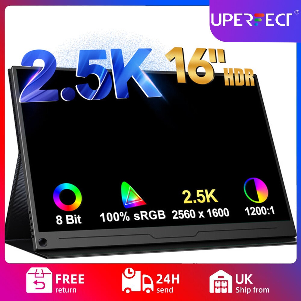 UPERFECT 16" Portable Monitor 2K Gaming Monitor HDMI USB C Laptop Display w/VESA