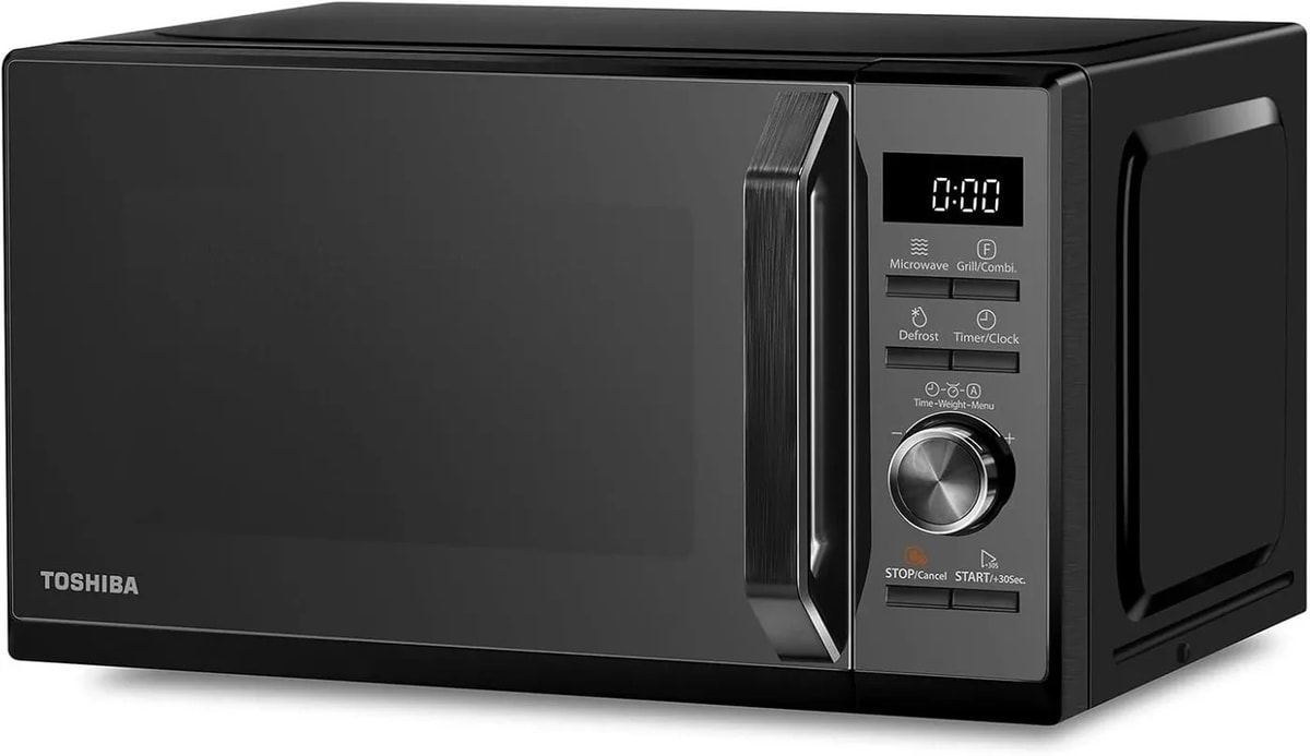 Toshiba 800W Microwave Oven with Grill 20L Compact 5 Power Levels 8 Auto Menus