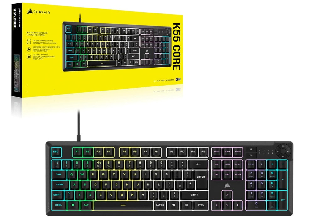 Corsair K55 CORE RGB Membrane Wired Gaming Keyboard – Brand New, Sealed.