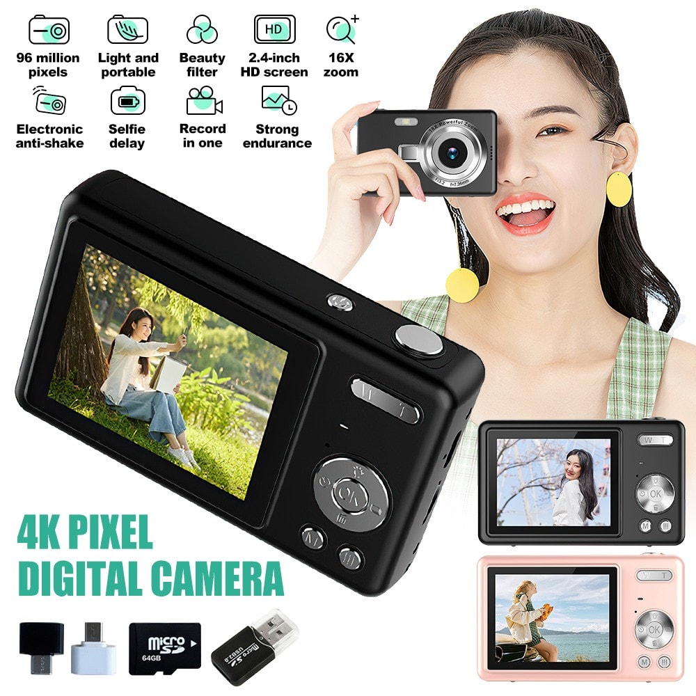 Digital Camera 1080P 96MP HD Compact Digital Camera 16X Digital Zoom LCD Display