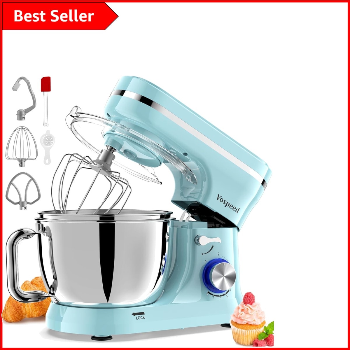 Elite Kitchen Stand Mixer 1000W, Two Bowls 4.5L+5L, Tilt-Head Design & Support