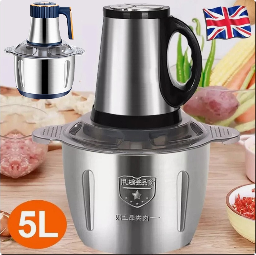 5L Electric Meat Grinder Mincer Mixer Home Blender Mini Food Chopper Processor