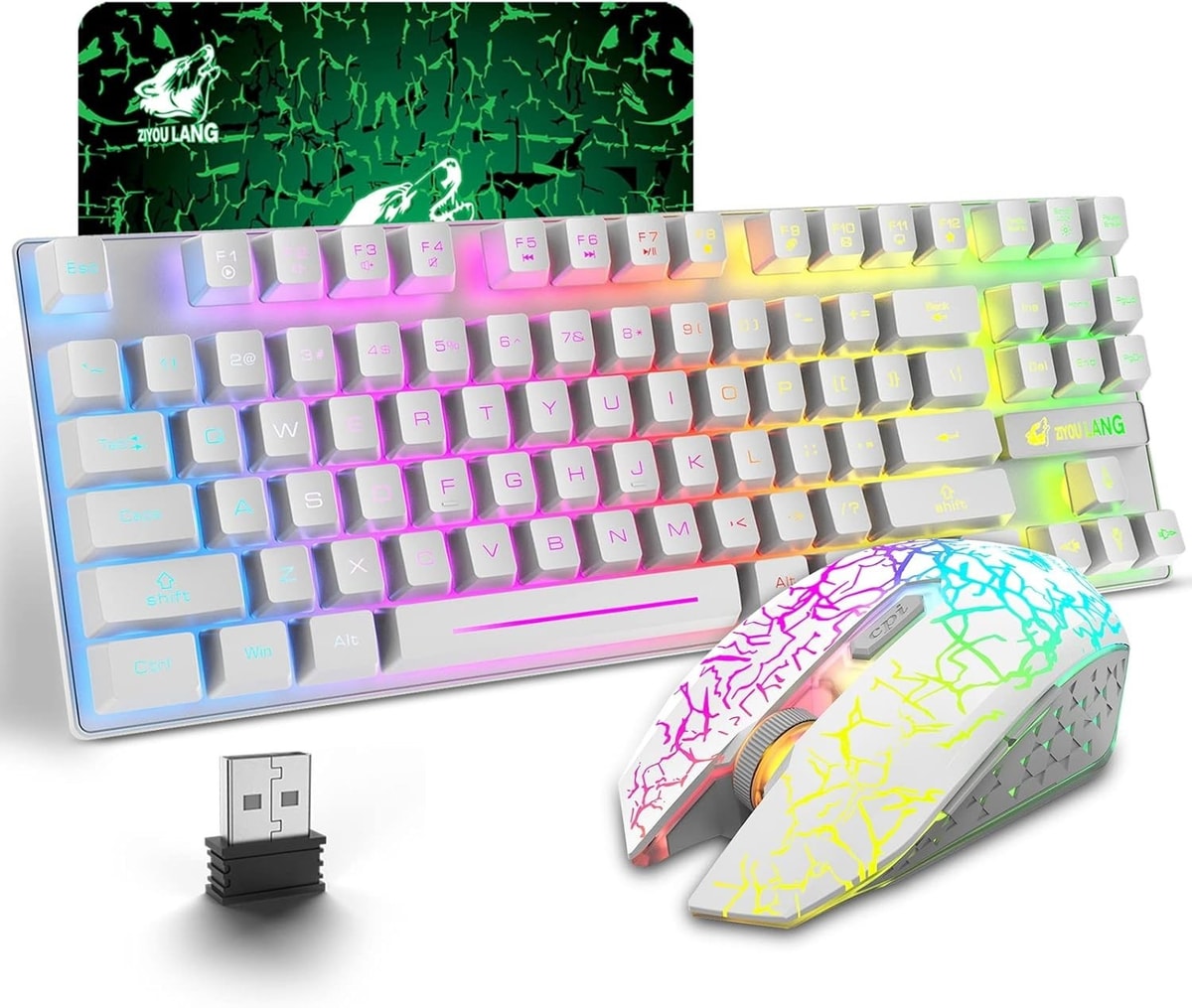 T87 wireless gaming keyboard and mouse set Rechargeable RGB for Laptop Pc Mac