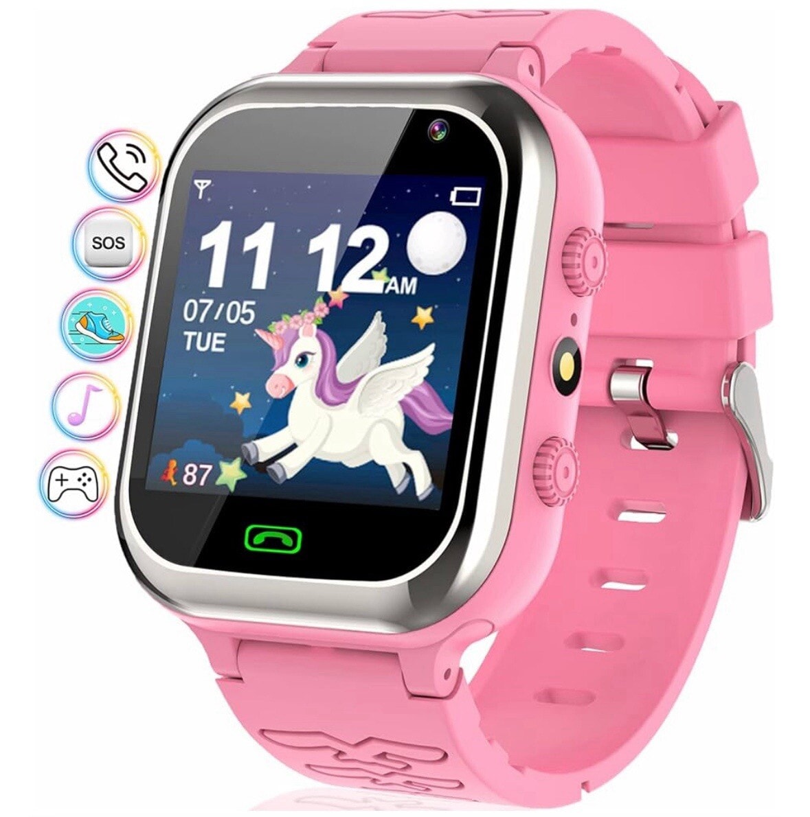 Smart Watch, Smart Watch for kids with Call SOS Games Music Video Camera- Pink