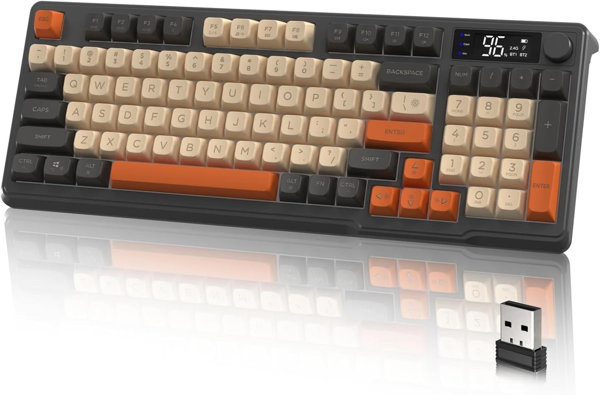 LexonElec M96 Wireless Gaming Keyboard BT 2.4G RGB Rechargeable Grey