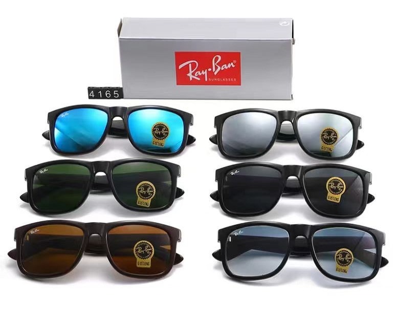 New Unisex Adults 54-15 142mm Ray-Ban Justin 4165 Men's Sunglasses - Black/Blue
