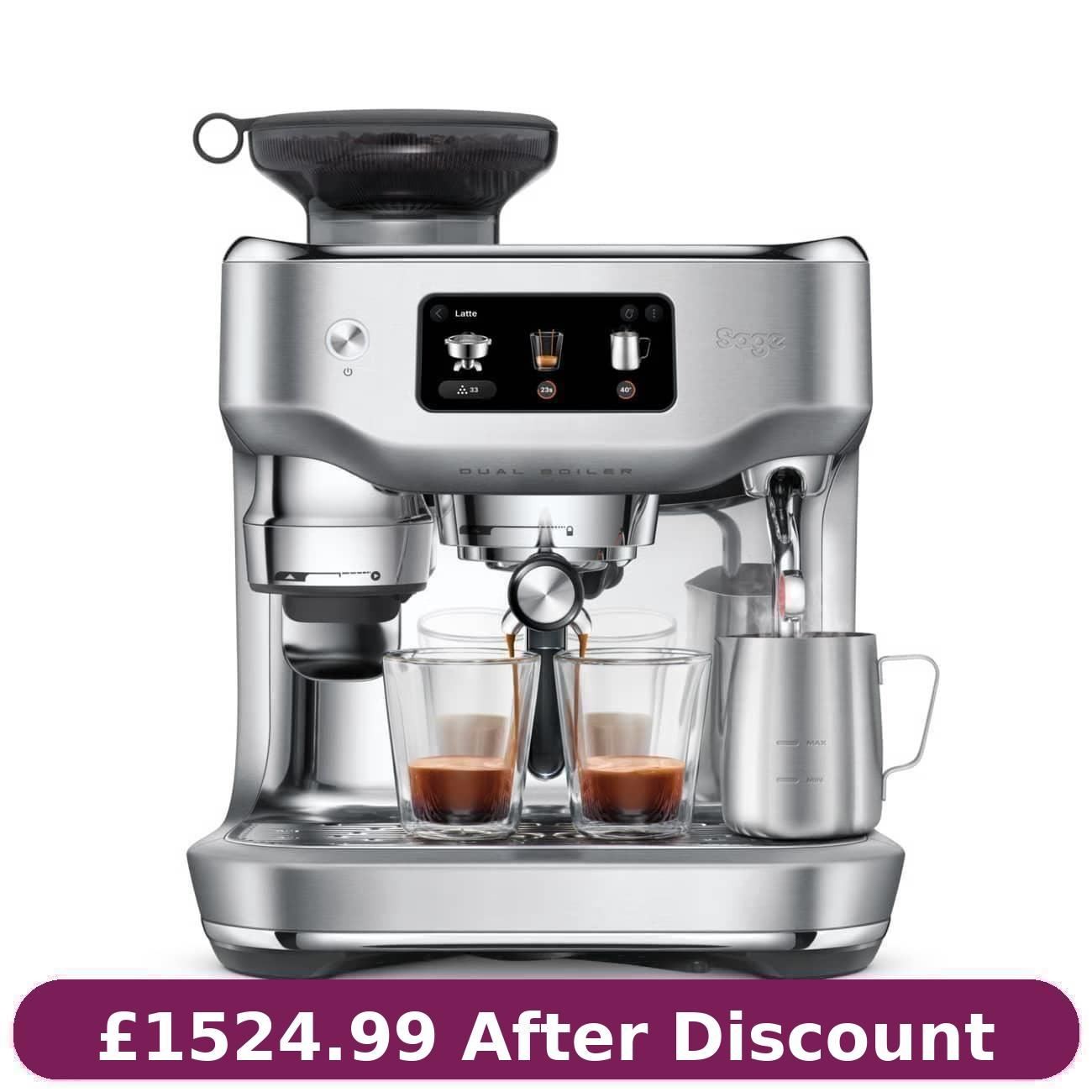 Sage The Oracle Dual Boiler SES995BSS Bean-To-Cup Coffee Machine Brushed Steel#