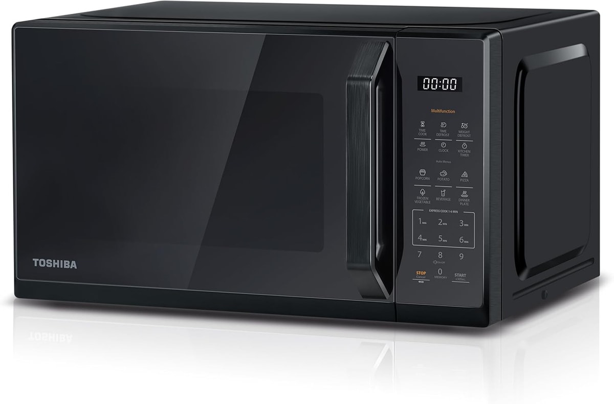 TOSHIBA Black Mirror Microwave 20Liter 800W Digital Solo Small Microwave with 11