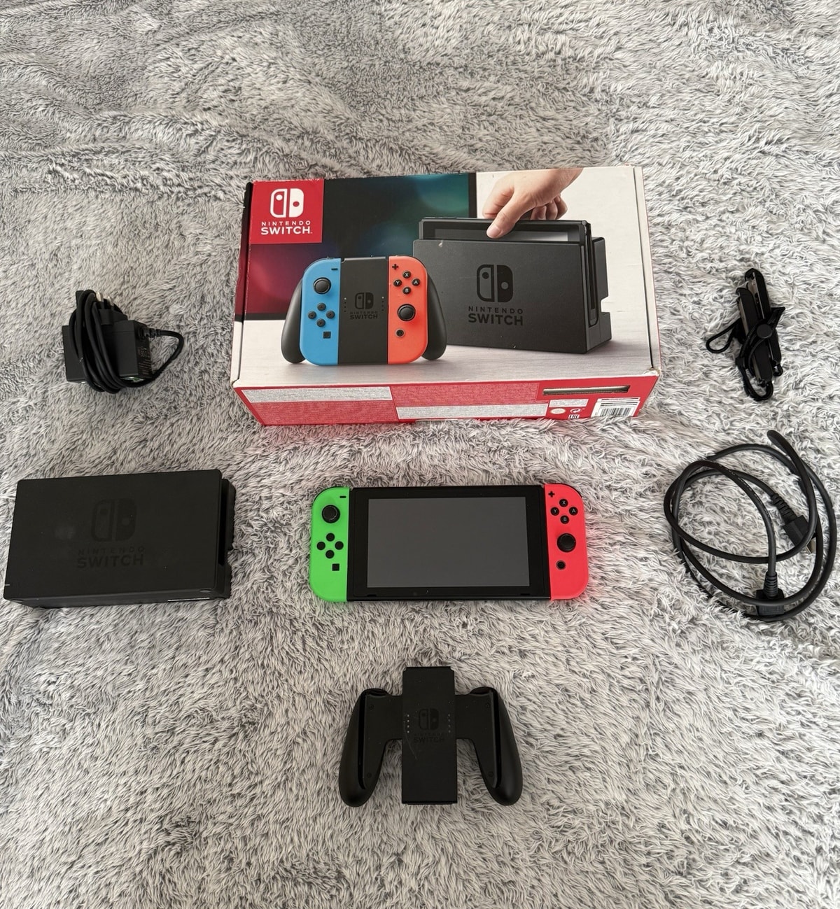 Nintendo Switch With Box, Charger & Accessories