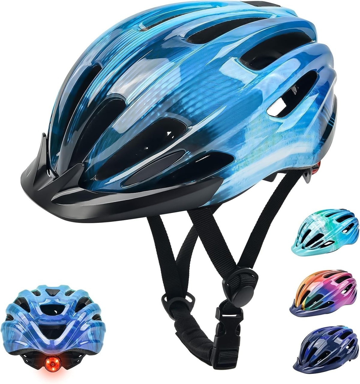Kids Bike Helmet, Boys Girls Bike Helmet Child Cycle Helmet 50-57CM Blue Black