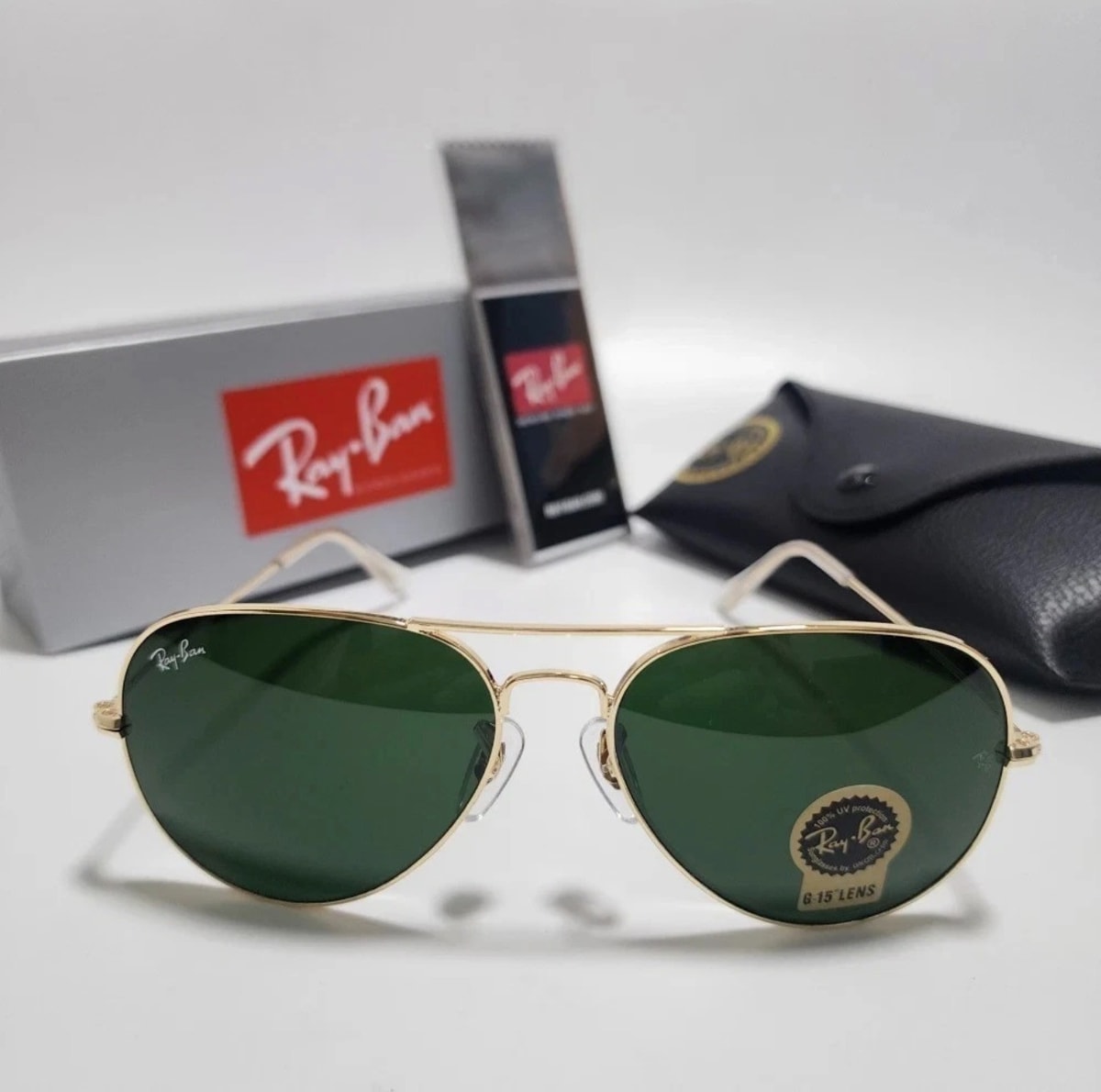 Brand New! Ray Ban Sunglasses-Aviator RB3025 W0879-Gold Frame Green Lens