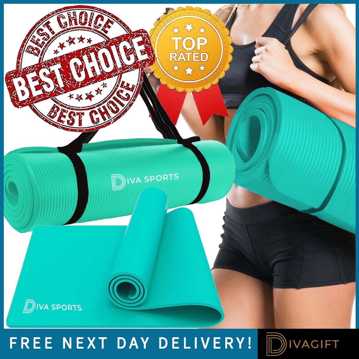 TURQUOISE YOGA MAT 15MM THICK FOR GYM EXERCISE FITNESS PILATES WORKOUT NON-SLIP