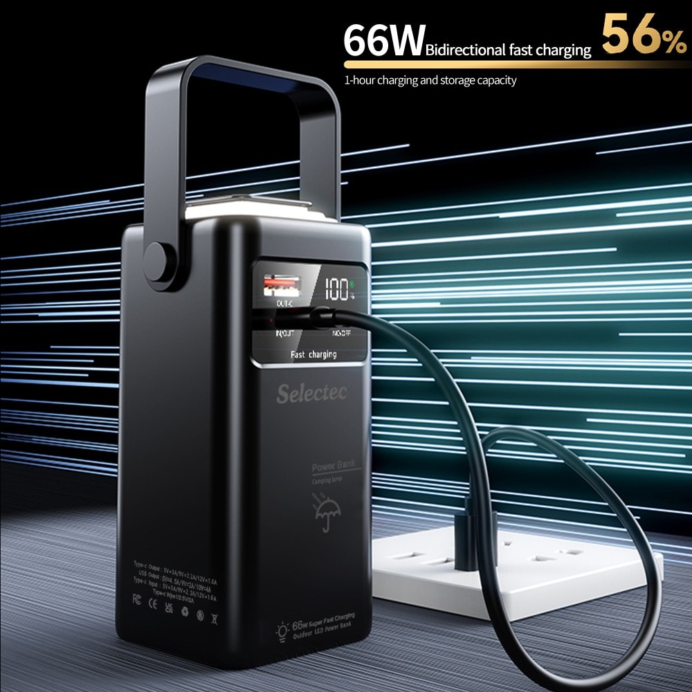 50000mAh 66W Portable Power Bank Large Capacity External Battery Fast Charging