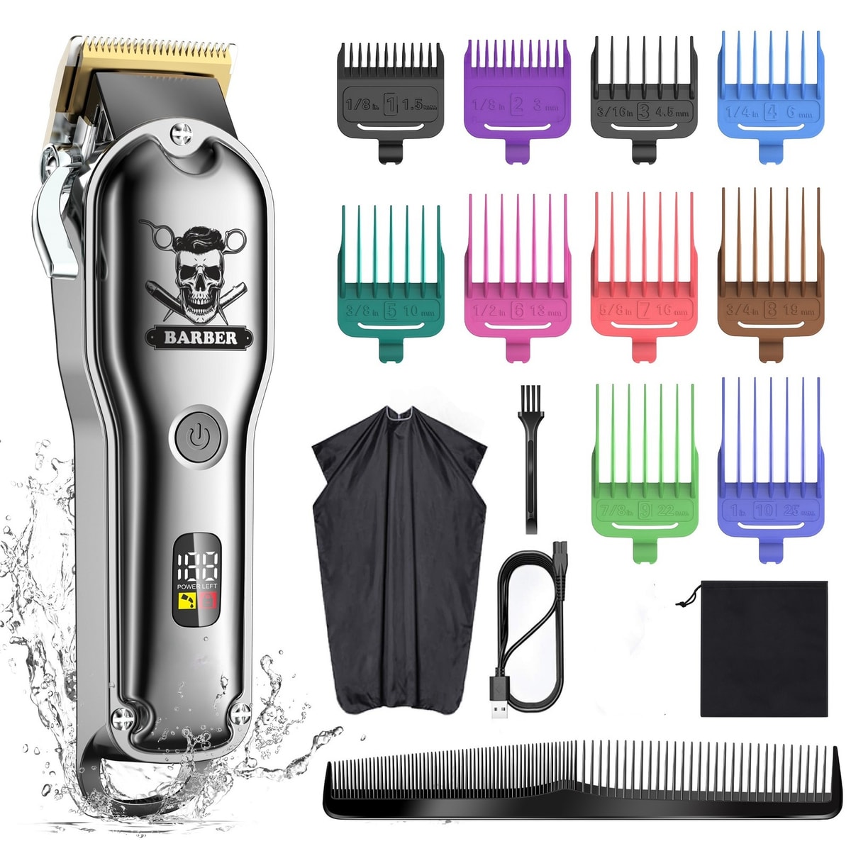 HATTEKER Hair Clipper Mens Beard Trimmer Professional Hair Cutter Kit Cordless