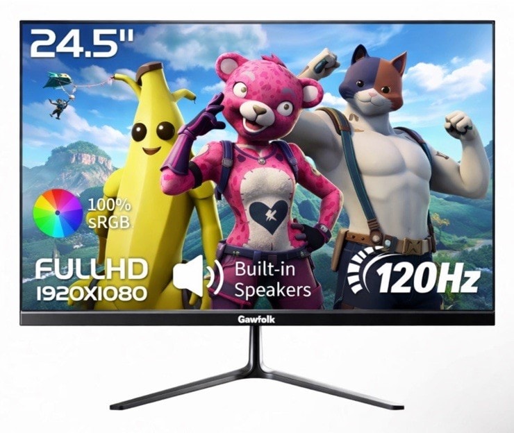 Gawfolk 24 Inch Curved Gaming Monitor, Built-in Speakers, 120Hz, 1920x1080P Full