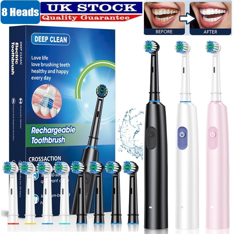 Toothbrush Electric Rechargeable Pro Rotating Brush Oral-B Heads Timer Modes Usb