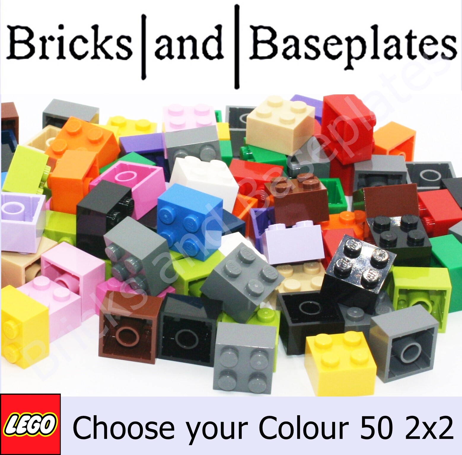 LEGO Bricks 2x2 - Part No. 3003 - Choose Colour - BRAND NEW - 50 Pieces