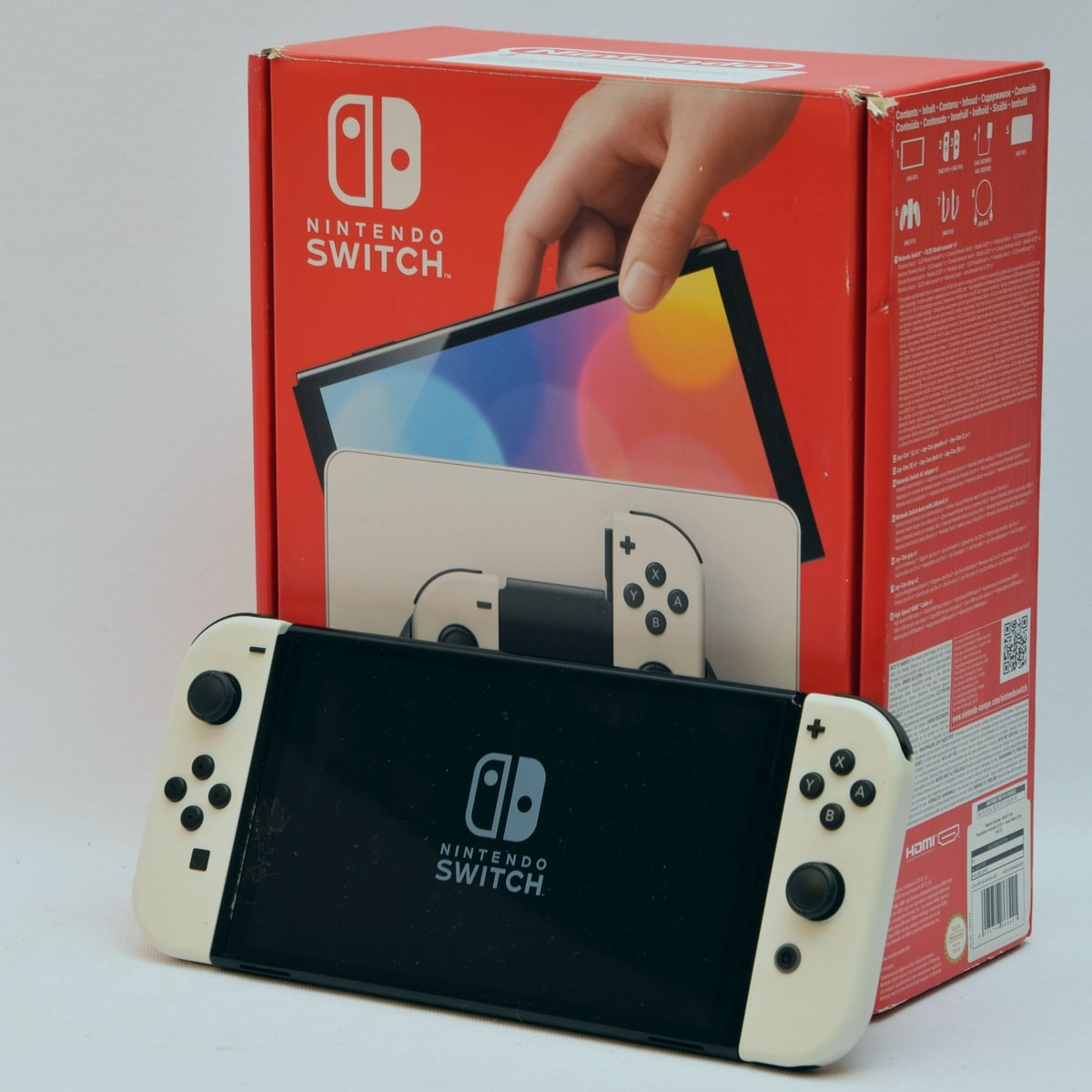 Nintendo 64GB OLED Switch Handheld Console & Charger, Dock - White (C)