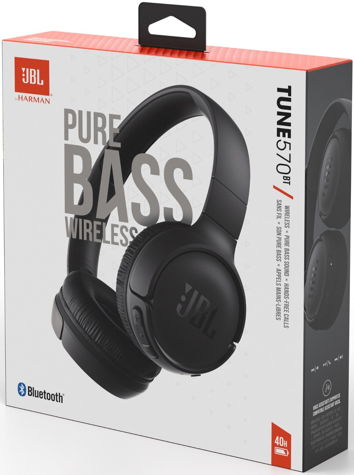JBL Harman Tune 570BT On Ear Wireless Headphones with Pure Bass Sound Black NEW