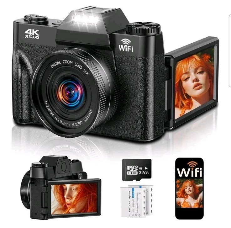 4K Digital Camera Auto Focus 75MP Camera Photo Camera 16X Digital Zoom Compact