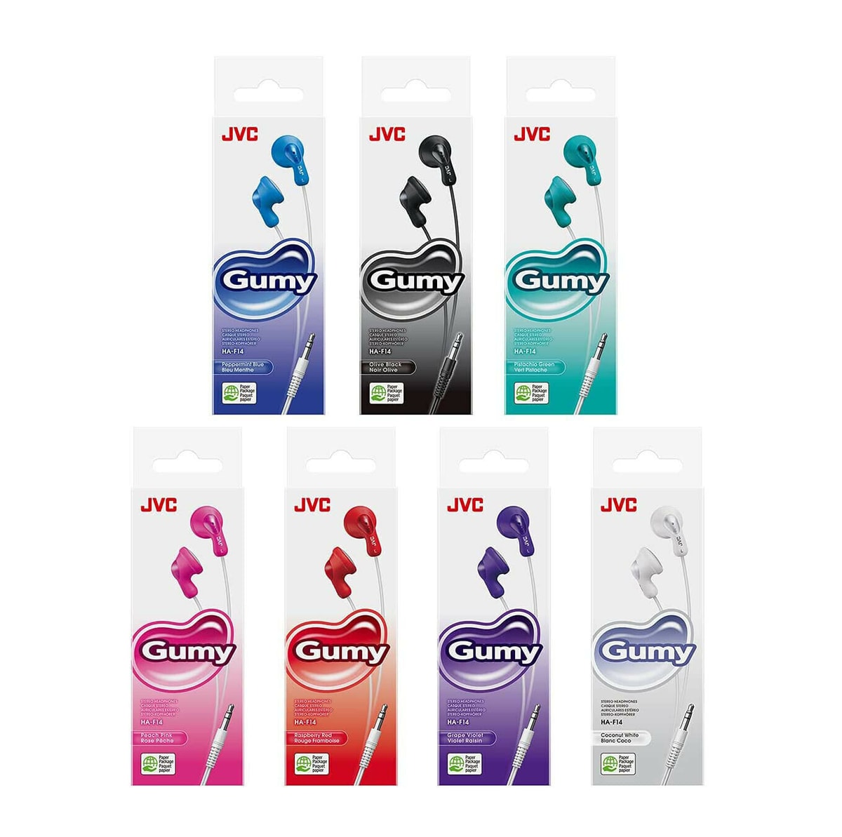 JVC Gumy HAF14 In-Ear Stereo Wired Headphone GUMMY Earphones - All Colors