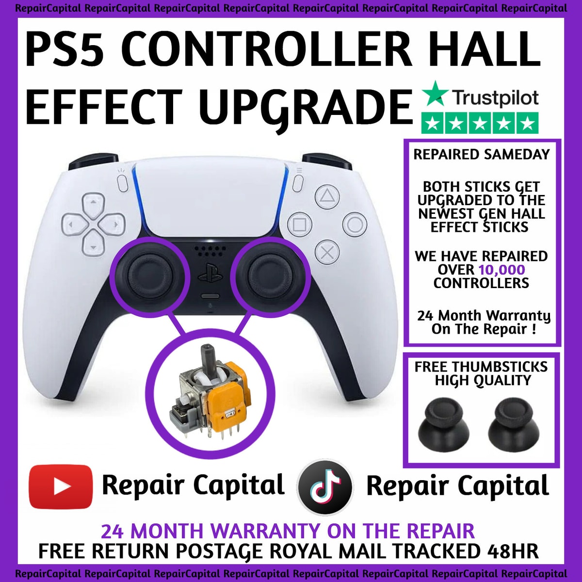 PS5 Stick Drift Repair -Upgrade Both to Hall Effect SticksJoystick Playstation 5