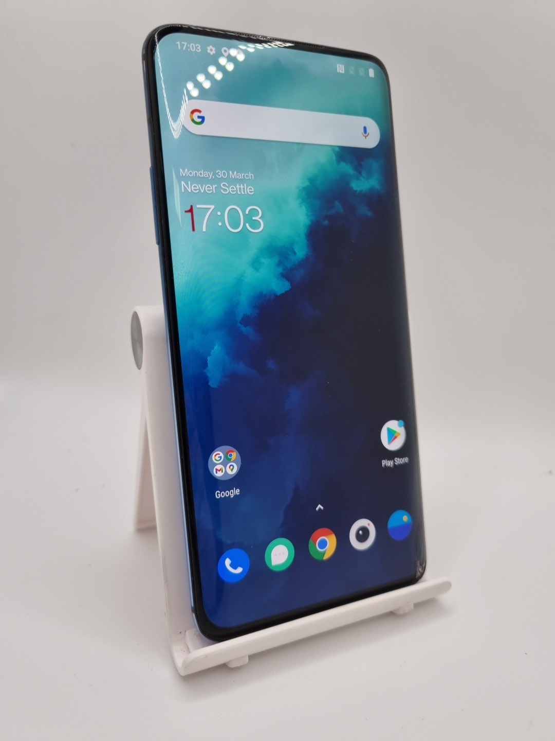 OnePlus 7 Pro 5G Nebula Blue Unlocked 256GB 6.6" 48MP Android Smartphone Cracked
