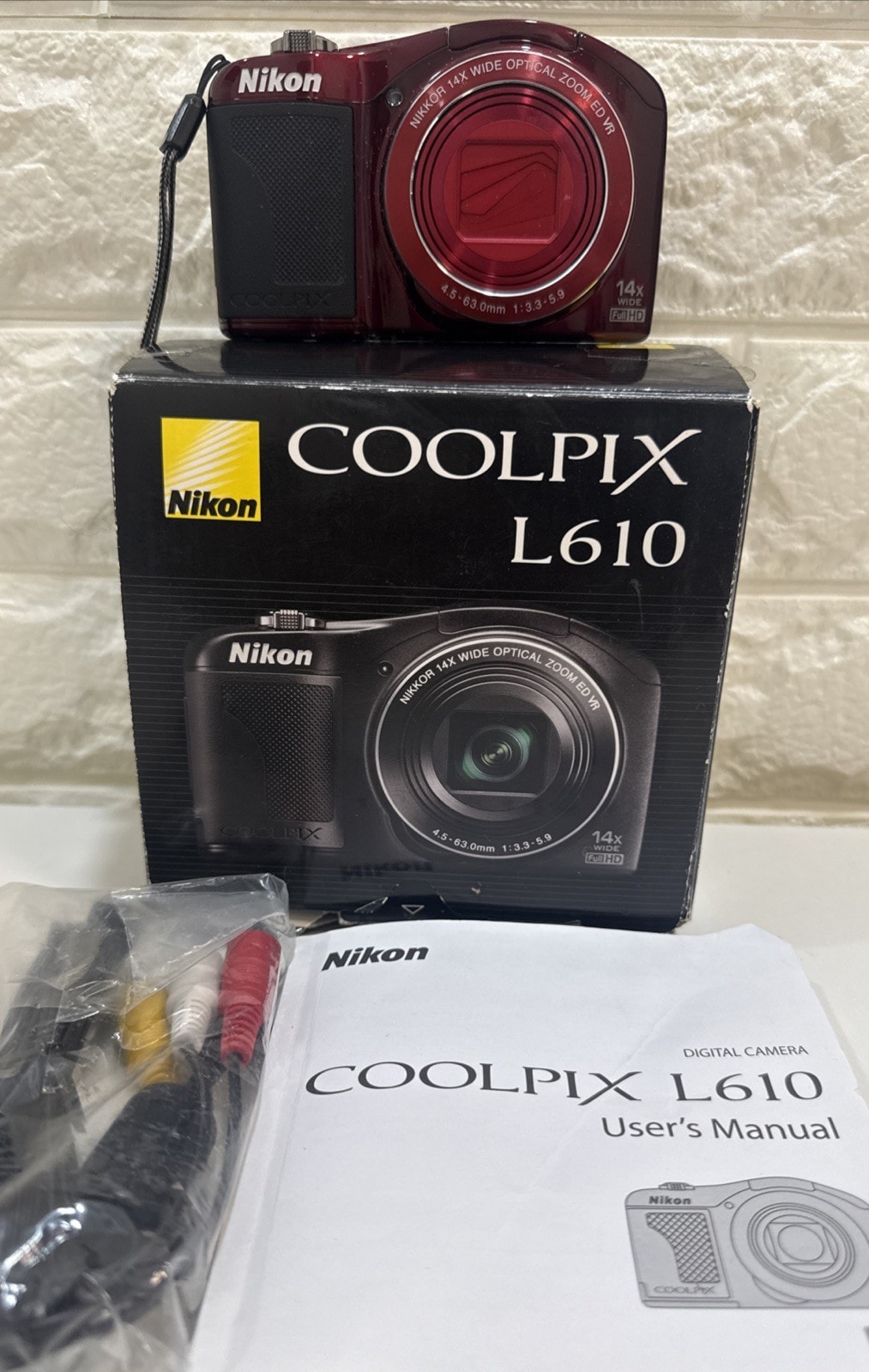Nikon Coolpix L610 Digital Camera 16MP Digital Camera 14x Zoom Red Box GWO