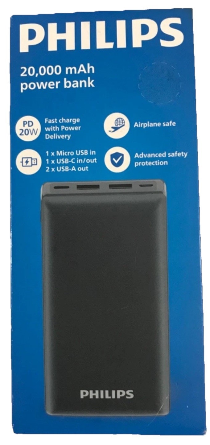 Philips Power Bank 20k 20,000mAh Fast Charge Airplane Safe Advanced Protection