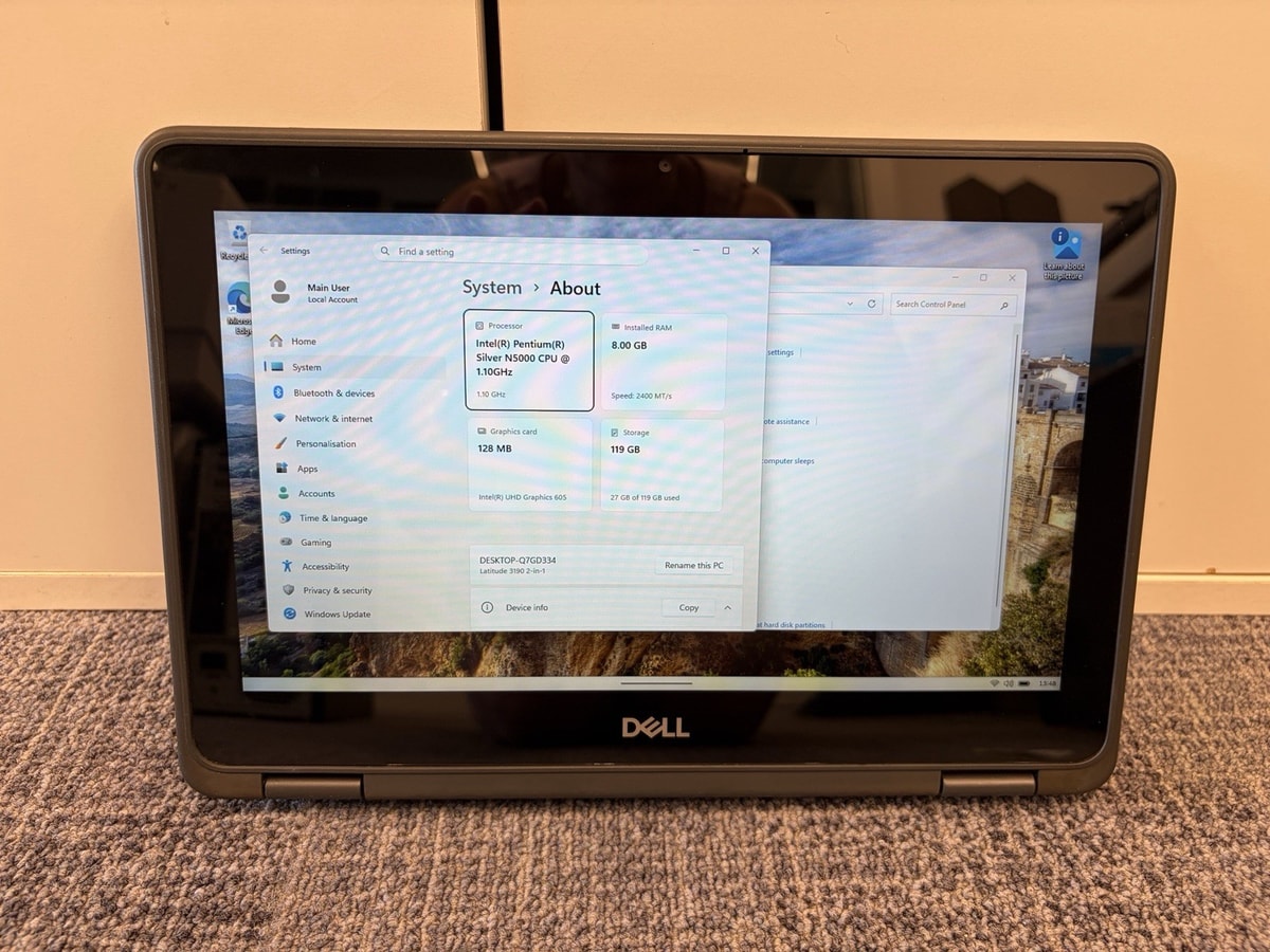 Dell Latitude 3190 TouchScree 2 in 1 Laptop Silver N5000 8GB RAM 128GB SSD Win11