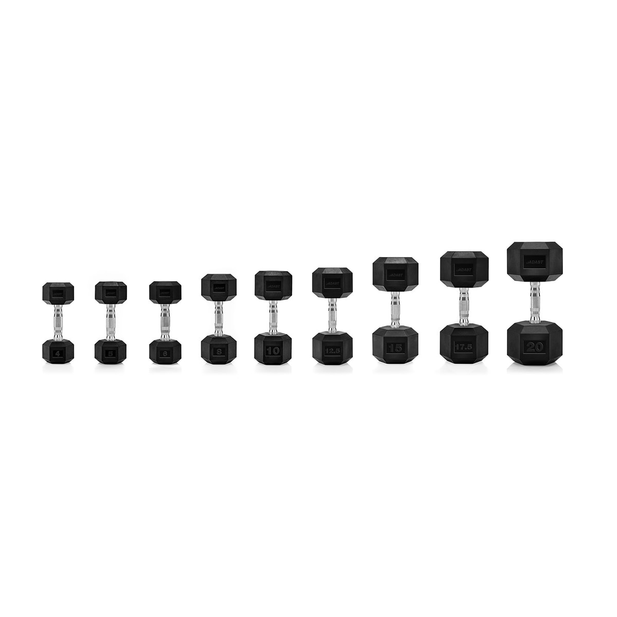 ADABT Hex Dumbbells Cast Iron Rubber Free Weights for Home & Gym - Single & Sets