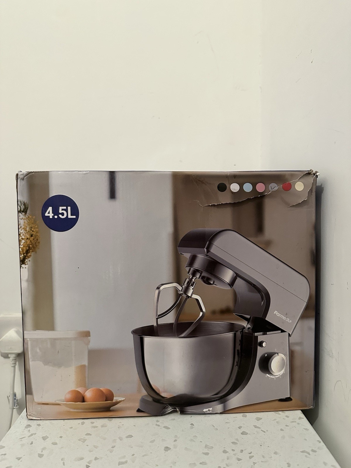 Parmedu Electric Kitchen Stand Mixer 1000W 8-Speed Compact Tilt-Head 4.5L