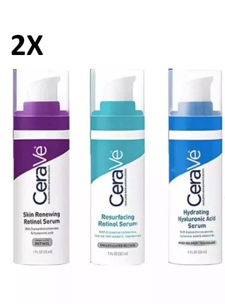 2x CeraVe Resurfacing Skin Renewing Retinol Hydrating Hyaluronic Acid Serum UK