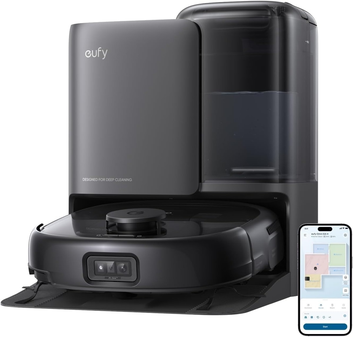 eufy E25 Omni Robot Vacuum Cleaner with Mop, HydroJet System, 20,000 Pa Suction